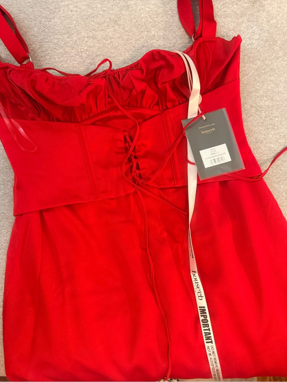 NWT House of CB Vibrant Red Satin Corset Dress
